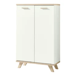 Aktenschrank OSLO, 3 Ordnerhöhen, B 750 X T 370 X H 1220 Mm, Weiß/Sanremo-Eiche-Nb.