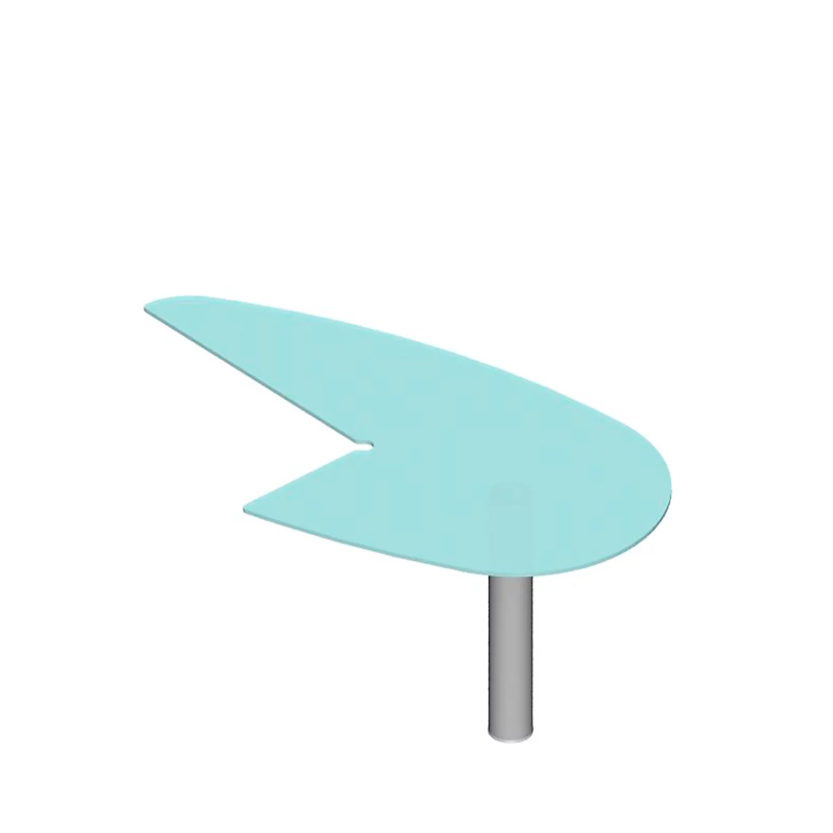 Ansatztisch X-TIME-WORK, Dreiviertelkreis, Ansatz Links, Rundrohrfuß, B 960 X T 1850 X H 740 Mm, Transparent/alusilber 1 Ansatztisch X-TIME-WORK, Dreiviertelkreis, Ansatz Links, Rundrohrfuß, B 960 X T 1850 X H 740 Mm, Transparent/alusilber