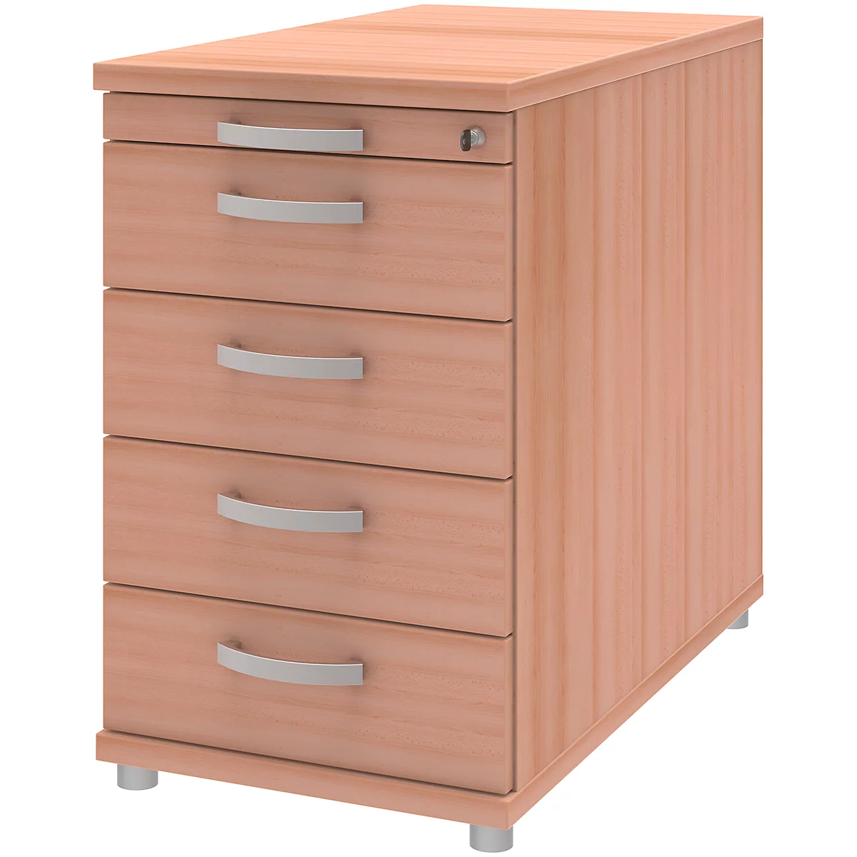 Anstellcontainer BARI, Materialauszug, 4 Schubkästen, Abschließbar, B 433 X T 800 X H 720 Mm, Buche-Dekor 1 Anstellcontainer BARI, Materialauszug, 4 Schubkästen, Abschließbar, B 433 X T 800 X H 720 Mm, Buche-Dekor