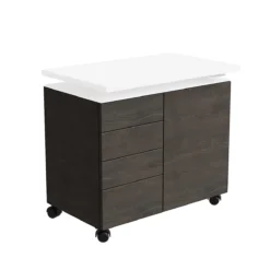 Anstellcontainer SOLUS PLAY, 4 Schübe, 1 Flügeltür, B 800 X T 500 X H 720 - 1080 Mm, Mooreiche