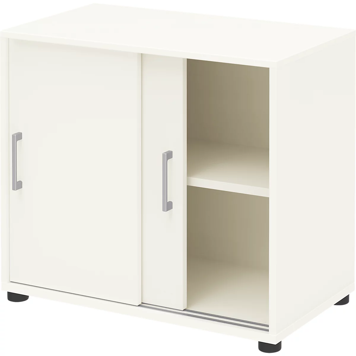 Anstellschrank TEMPIO, Aus Holz, 2 Schiebetüren, 2 OH, B 800 X T 430 X H 740 Mm, Weiß/weiß 2 Anstellschrank TEMPIO, Aus Holz, 2 Schiebetüren, 2 OH, B 800 X T 430 X H 740 Mm, Weiß/weiß – Bild 2