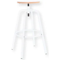 Barhocker PARIS, Höhenverstellbar, Rundrohrfuß-Gestell, Ø 390 X T 390 X H 700-800 Mm, Weiß/weiß