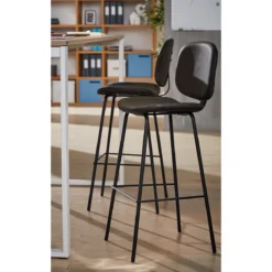 Barhocker Vintage, Mit Lehne, Stahlbeine, Sitzhöhe 760 Mm, 2 Stk., B 430 X T 510 X H 1080 Mm, Kunstleder, Schwarz -Berühmt Büromöbel Geschäft barhocker vintage mit lehne stahlbeine sitzhoehe 760 mm 2 stk b 430 x t 510 x h 1080 mm kunstleder schwarz img SI 141793 E