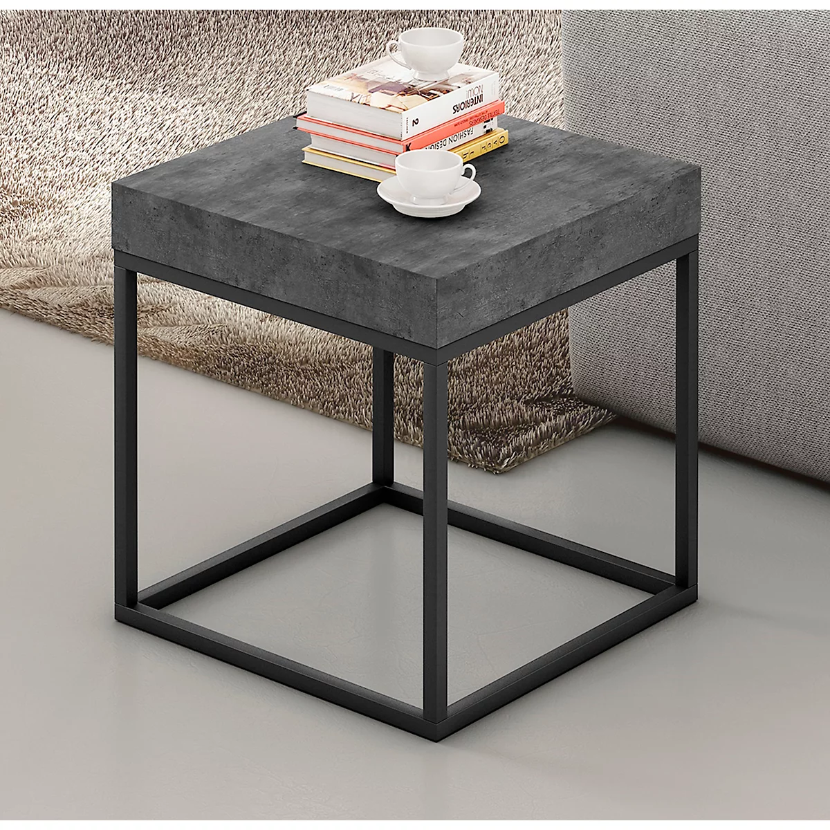 Beistelltisch Beton, 550 X 550 X 530 Mm, Schwarz 3 Beistelltisch Beton, 550 X 550 X 530 Mm, Schwarz – Bild 3