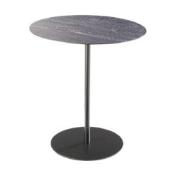 Beistelltisch STANLY, Stahlgestell Schwarz, Ø 450 X H 490 Mm, Carbonized Wood