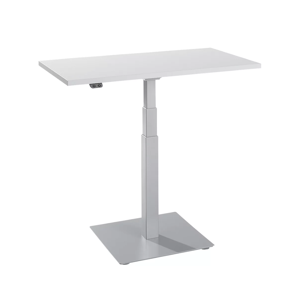 Beistelltisch Start-Up, Elektrisch Höhenverstellbar, Rechteck, Säulenfuß, B 1000 X T 600 X H 635-1285 Mm, Lichtgrau/weißaluminium 1 Beistelltisch Start-Up, Elektrisch Höhenverstellbar, Rechteck, Säulenfuß, B 1000 X T 600 X H 635-1285 Mm, Lichtgrau/weißaluminium