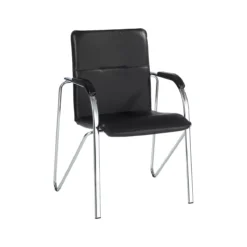 Besucherstuhl Samba, Stapelbar, 4-Fuß-Gestell, Kunstleder, Inkl. Auflehnenauflagen, Schwarz