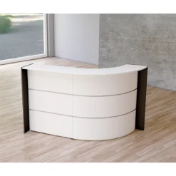 Bogen-Empfangstheke Faro Kompakt, 2 Elemente, Kabelführung, B 1750 x T 950 X 1120 Mm, Weiß/anthrazit