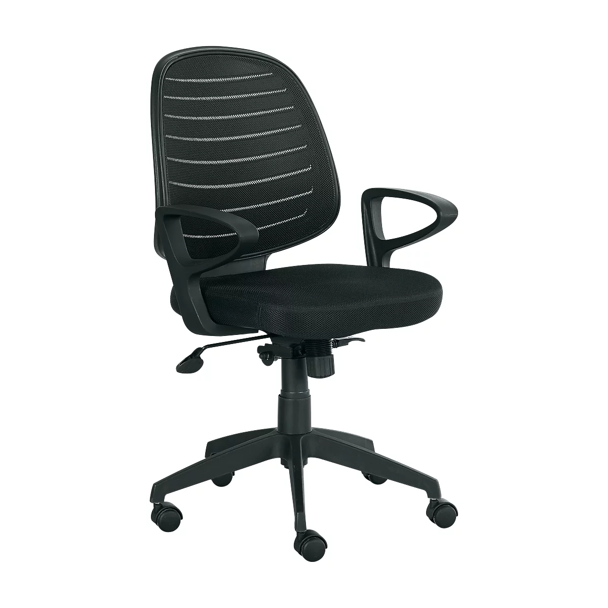 Bürostuhl PABLO, Wippmechanik, Mit Armlehnen & Rückenlehne Mit Netzbespannung, Komfortpolstersitz 1 Bürostuhl PABLO, Wippmechanik, Mit Armlehnen & Rückenlehne Mit Netzbespannung, Komfortpolstersitz