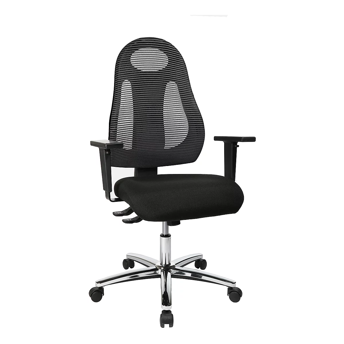 Bürostuhl Topstar FREE ART, Synchronmechanik, Ohne Armlehnen, Atmungsaktive Design-Rückenlehne, Anthrazit 1 Bürostuhl Topstar FREE ART, Synchronmechanik, Ohne Armlehnen, Atmungsaktive Design-Rückenlehne, Anthrazit