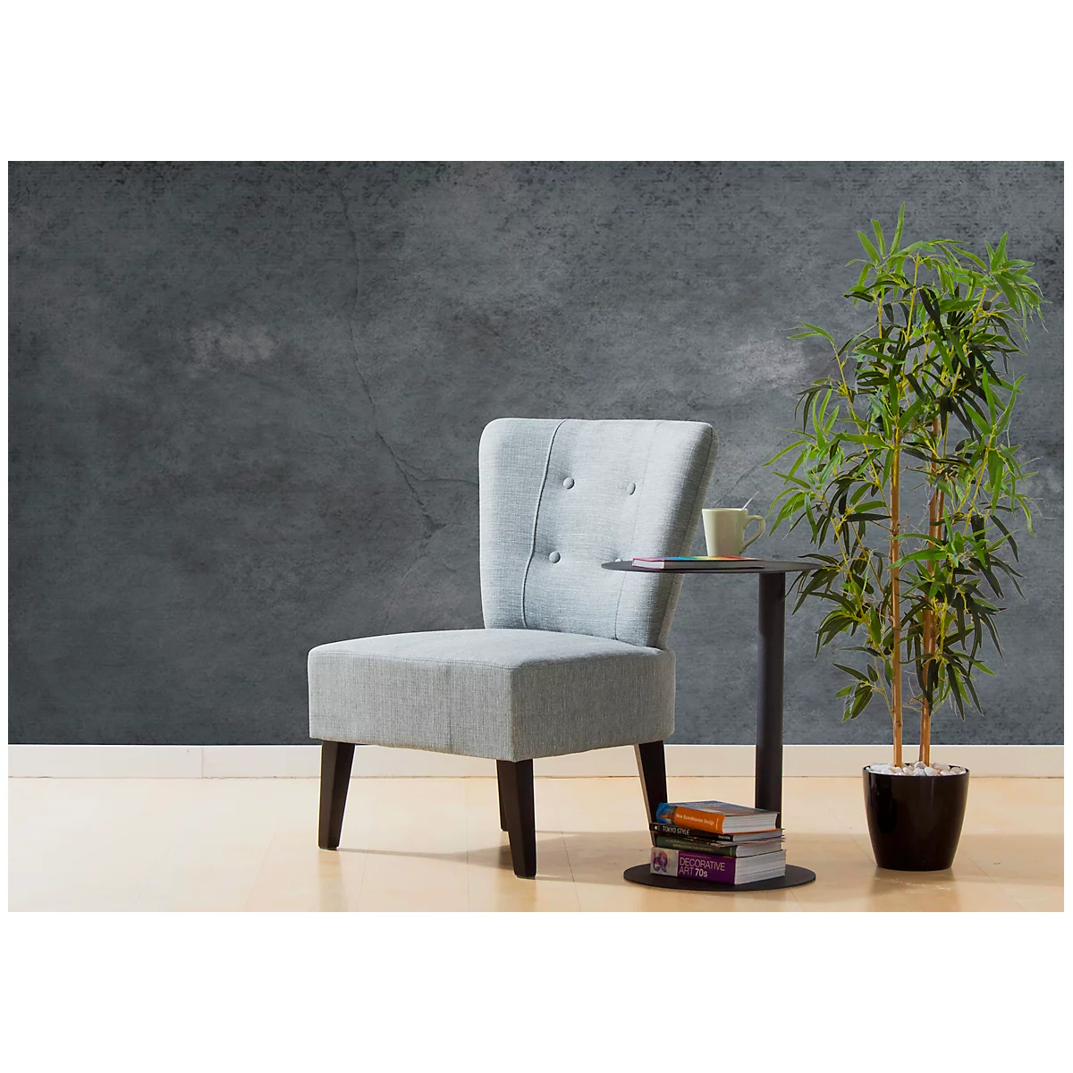 EasyDesk® Beistelltisch, Aus Stahl, Rund, Säulenfuß, Ø 400 X H 570 Mm, Anthrazit 2 EasyDesk® Beistelltisch, Aus Stahl, Rund, Säulenfuß, Ø 400 X H 570 Mm, Anthrazit – Bild 2