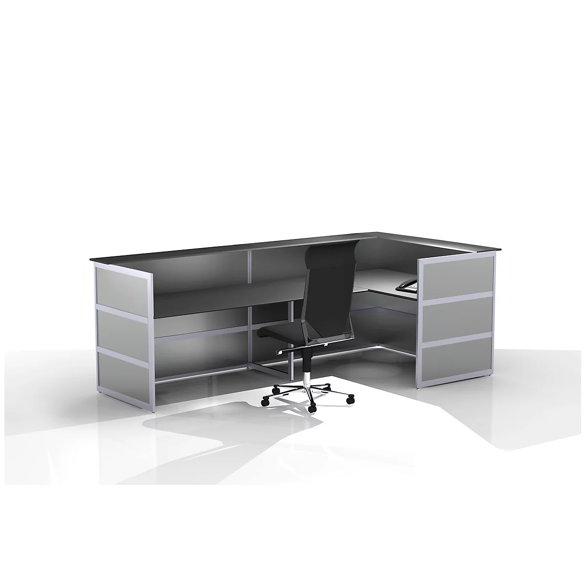 Ecktheke Tool, B 1500 X T 1500 X H 1100 Mm, Anthrazit/MDF Silber 3 Ecktheke Tool, B 1500 X T 1500 X H 1100 Mm, Anthrazit/MDF Silber – Bild 3