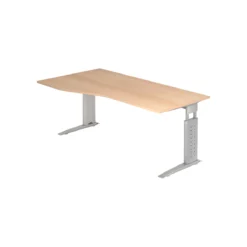 Freiformtisch TARVIS, B 1800 X T 800/1000 X H 680-860 Mm, Gestell Silber, Eiche-Dekor