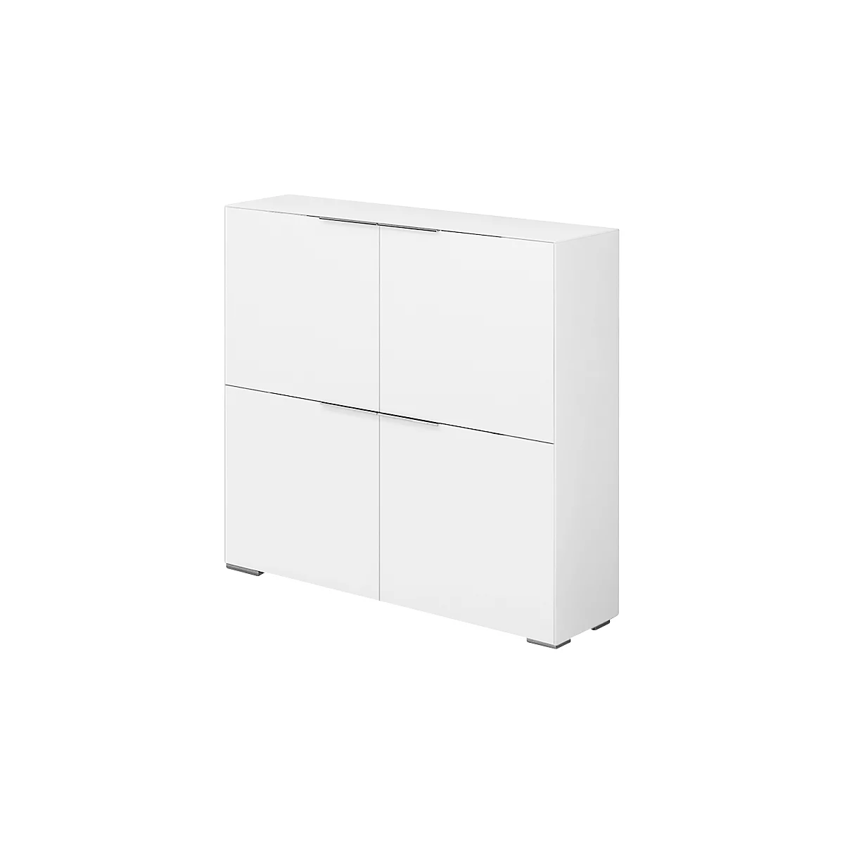 Highboard Nizza, 4 Türen M. 1 Fachboden, Multifunktionseinsatz, B 1118 X H 1136 Mm, Weißglas Matt 1 Highboard Nizza, 4 Türen M. 1 Fachboden, Multifunktionseinsatz, B 1118 X H 1136 Mm, Weißglas Matt