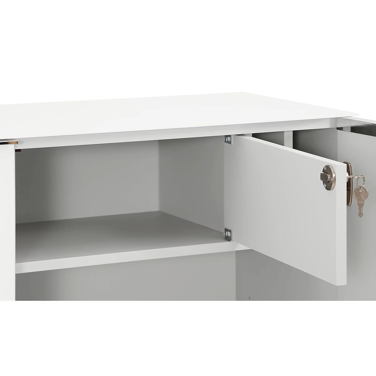 Highboard Nizza, 4 Türen M. 1 Fachboden, Multifunktionseinsatz, B 1118 X H 1136 Mm, Weißglas Matt 2 Highboard Nizza, 4 Türen M. 1 Fachboden, Multifunktionseinsatz, B 1118 X H 1136 Mm, Weißglas Matt – Bild 2