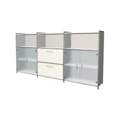 Highboard Toledo, 2 Schübe, 3 Fächer, 3 OH, Glastüren, B 2360 X T 380 Mm, Weiß