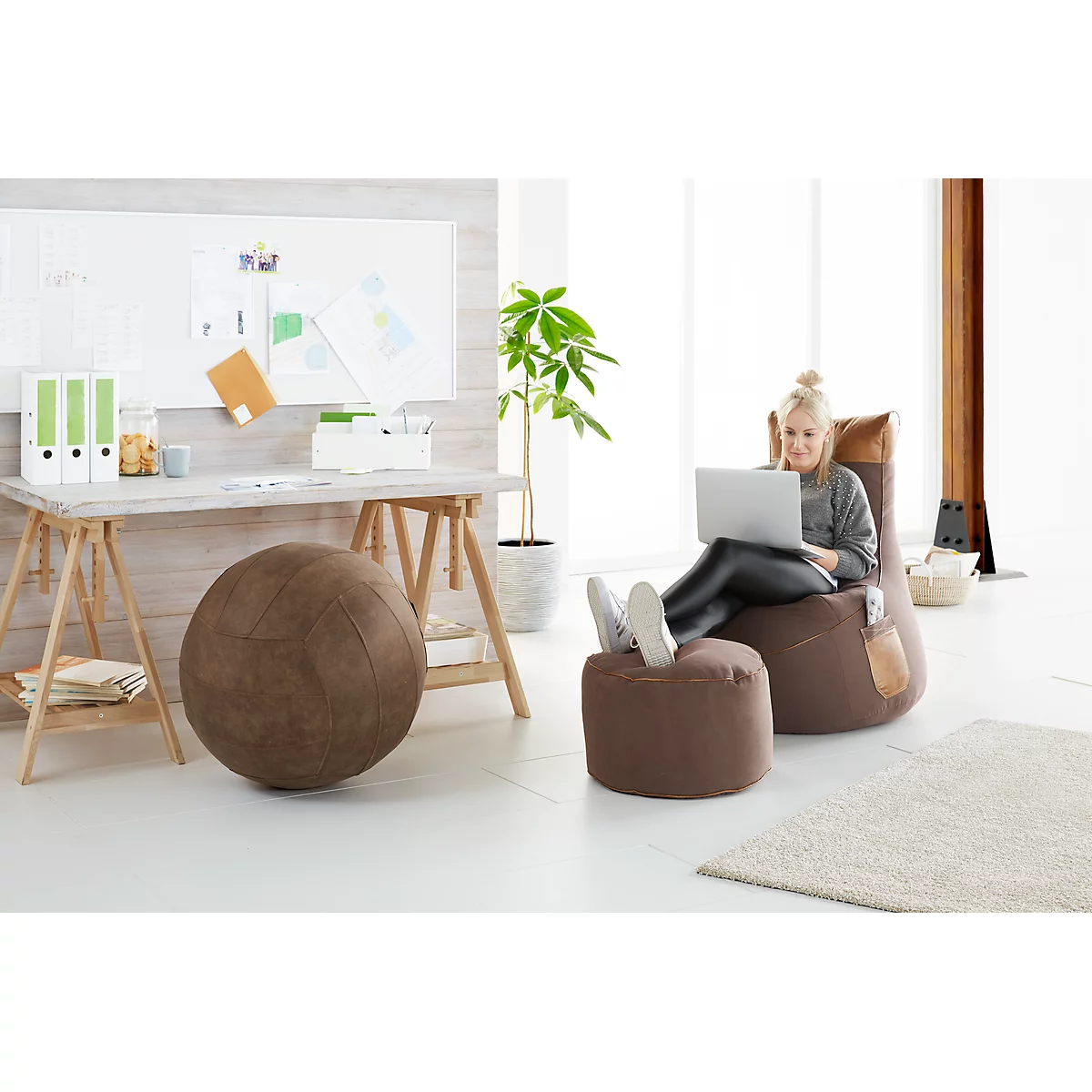 Hocker JAMIE DotCom, Canvasoptik, Ø 500 X H 300 Mm, Braun 2 Hocker JAMIE DotCom, Canvasoptik, Ø 500 X H 300 Mm, Braun – Bild 2