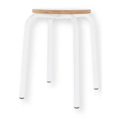 Hocker PARIS, Stapelbar, Rundrohrfuß-Gestell, Ø 330 X T 330 X H 460 Mm, Weiß/weiß