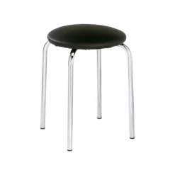Hocker, Stapelbar, 4-Fuß-Gestell, Kunstleder-Bezug, H 440 Mm, Schwarz