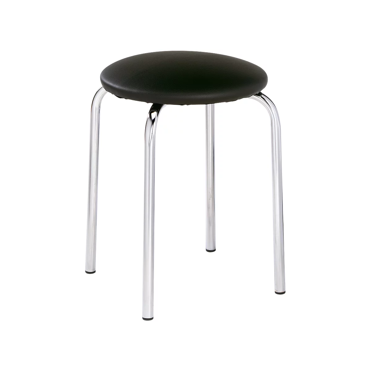 Hocker, Stapelbar, 4-Fuß-Gestell, Kunstleder-Bezug, H 440 Mm, Schwarz 1 Hocker, Stapelbar, 4-Fuß-Gestell, Kunstleder-Bezug, H 440 Mm, Schwarz