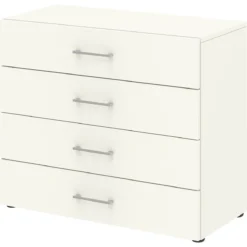 Home Office Schrank TEMPIO, Aus Holz, 4 Schubkästen, 2 OH, B 800 X T 340 X H 720 Mm, Weiß/weiß