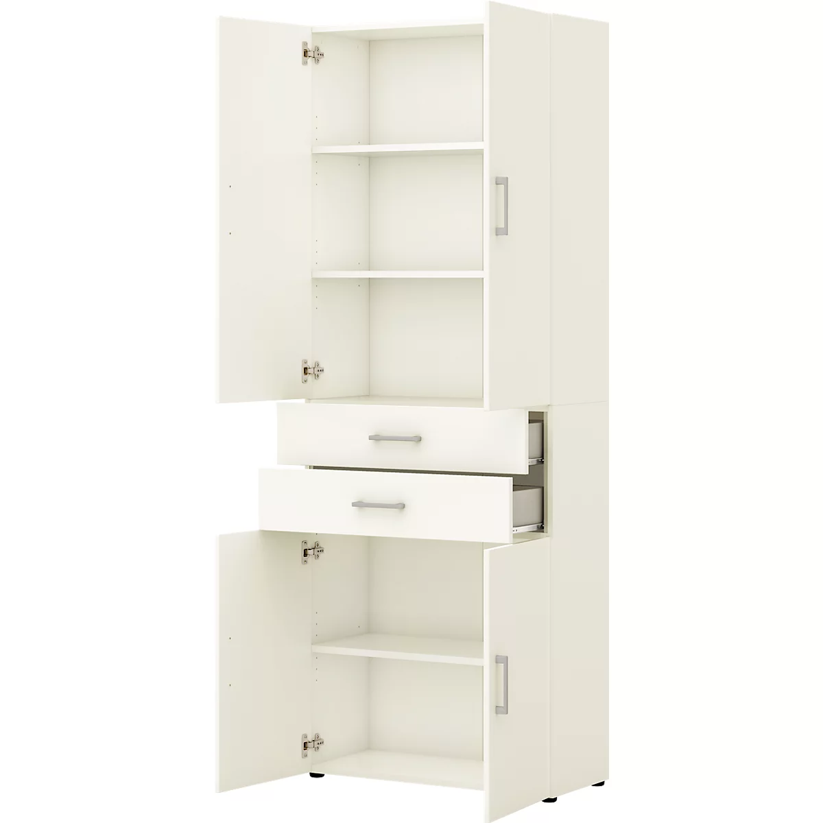 Home Office Schrank TEMPIO, Aus Holz, 4 Türen, 2 Schubkästen, 6 OH, B 800 X T 340 X H 2130 Mm, Weiß/weiß 3 Home Office Schrank TEMPIO, Aus Holz, 4 Türen, 2 Schubkästen, 6 OH, B 800 X T 340 X H 2130 Mm, Weiß/weiß – Bild 3