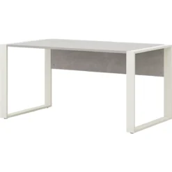 Home Office Schreibtisch TEMPIO, Rechteck, Kufen, B 1200 X T 800 X H 740 Mm, Weiß + Kabelführungsbügel