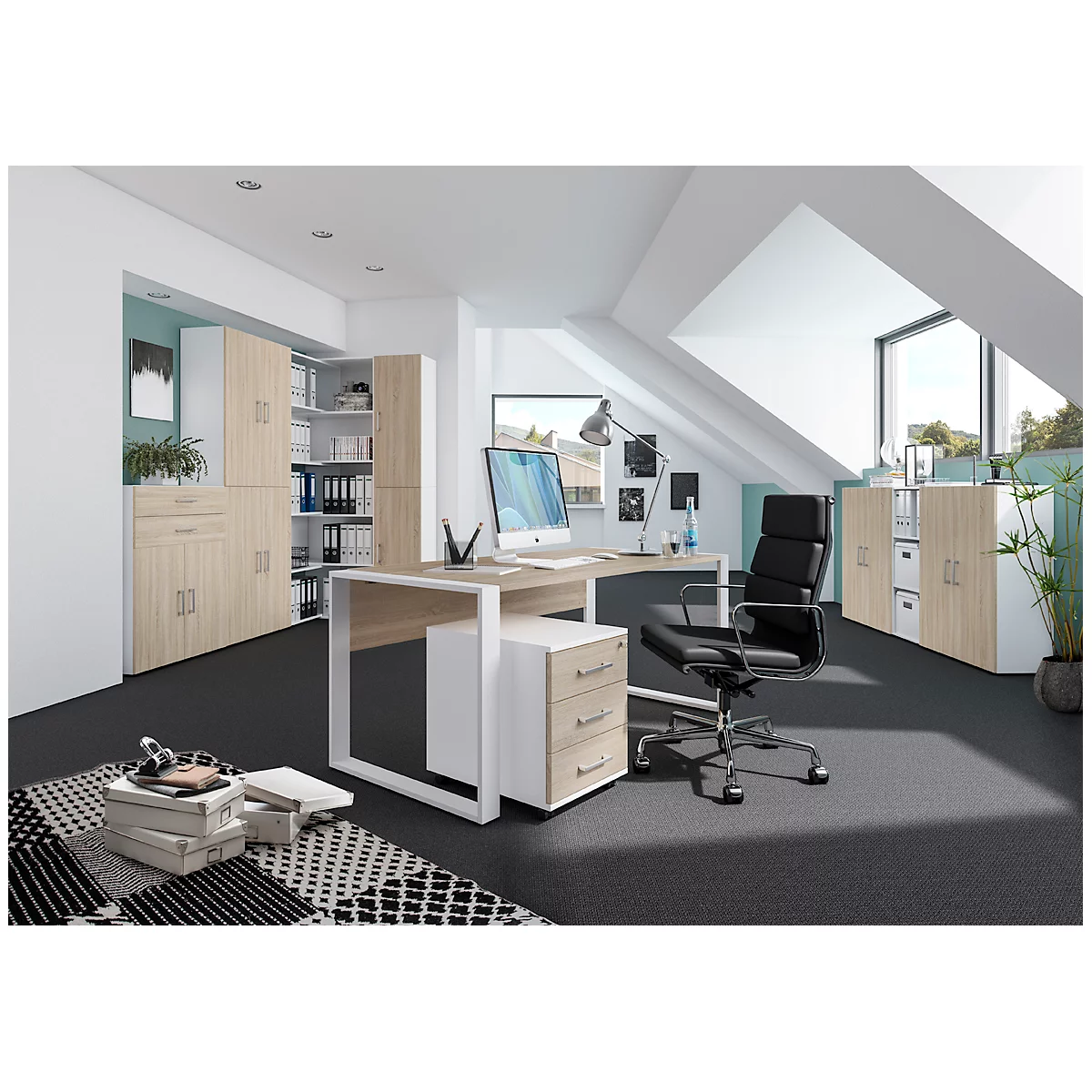 Home Office Schreibtisch TEMPIO, Rechteck, Kufen, B 1200 X T 800 X H 740 Mm, Weiß + Kabelführungsbügel 7 Home Office Schreibtisch TEMPIO, Rechteck, Kufen, B 1200 X T 800 X H 740 Mm, Weiß + Kabelführungsbügel – Bild 7