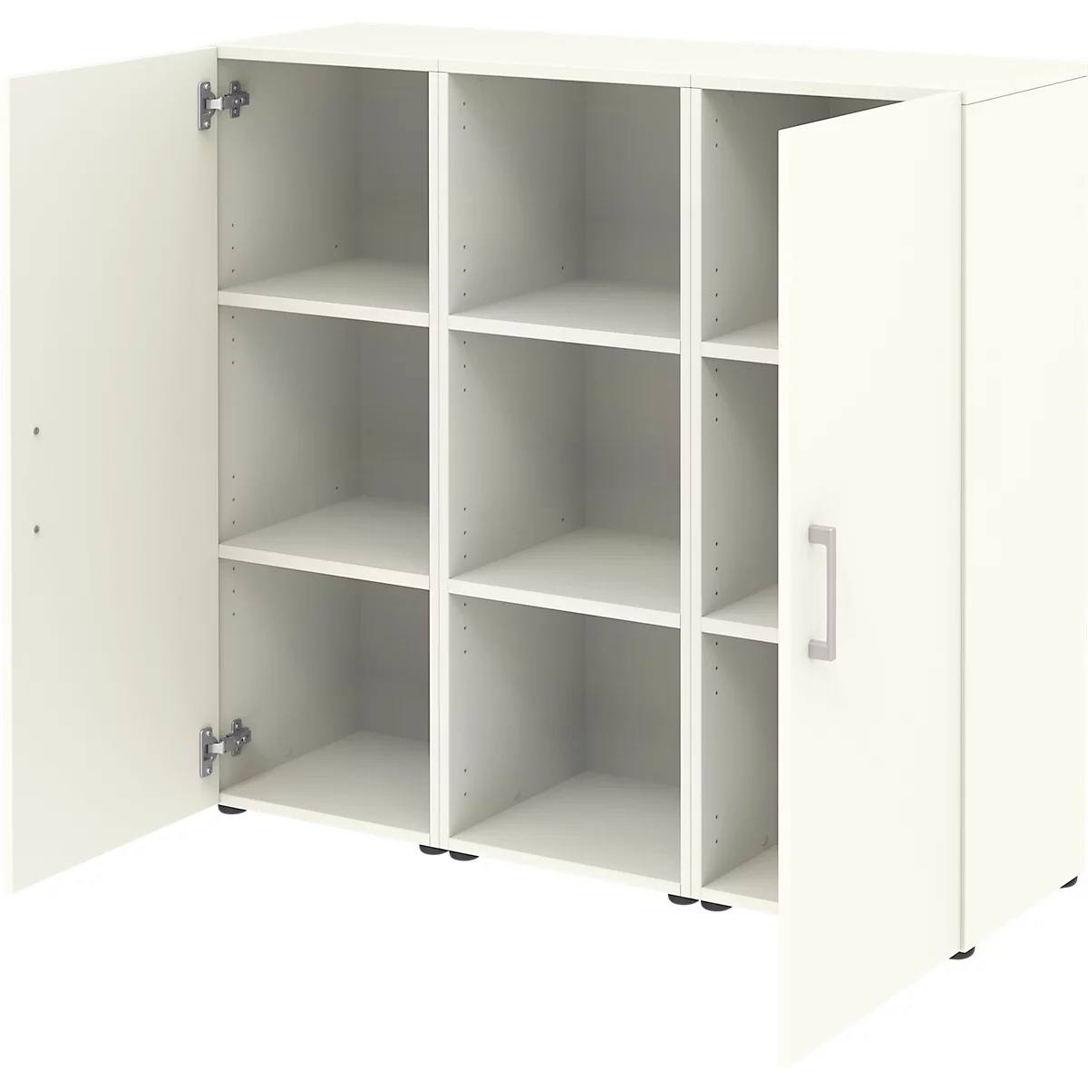 Home Office Sideboard TEMPIO, Aus Holz, 2 Türen, 1 Regal, 3 OH, B 1200 X T 340 X H 1070 Mm, Weiß/weiß 2 Home Office Sideboard TEMPIO, Aus Holz, 2 Türen, 1 Regal, 3 OH, B 1200 X T 340 X H 1070 Mm, Weiß/weiß – Bild 2