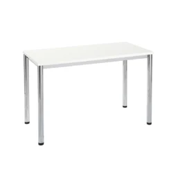 Home Office Tisch Bexxstar, Rechteck, 4-Fuß Rundrohr, B 1200 X T 600 X H 740 Mm, Weiß/chromsilber