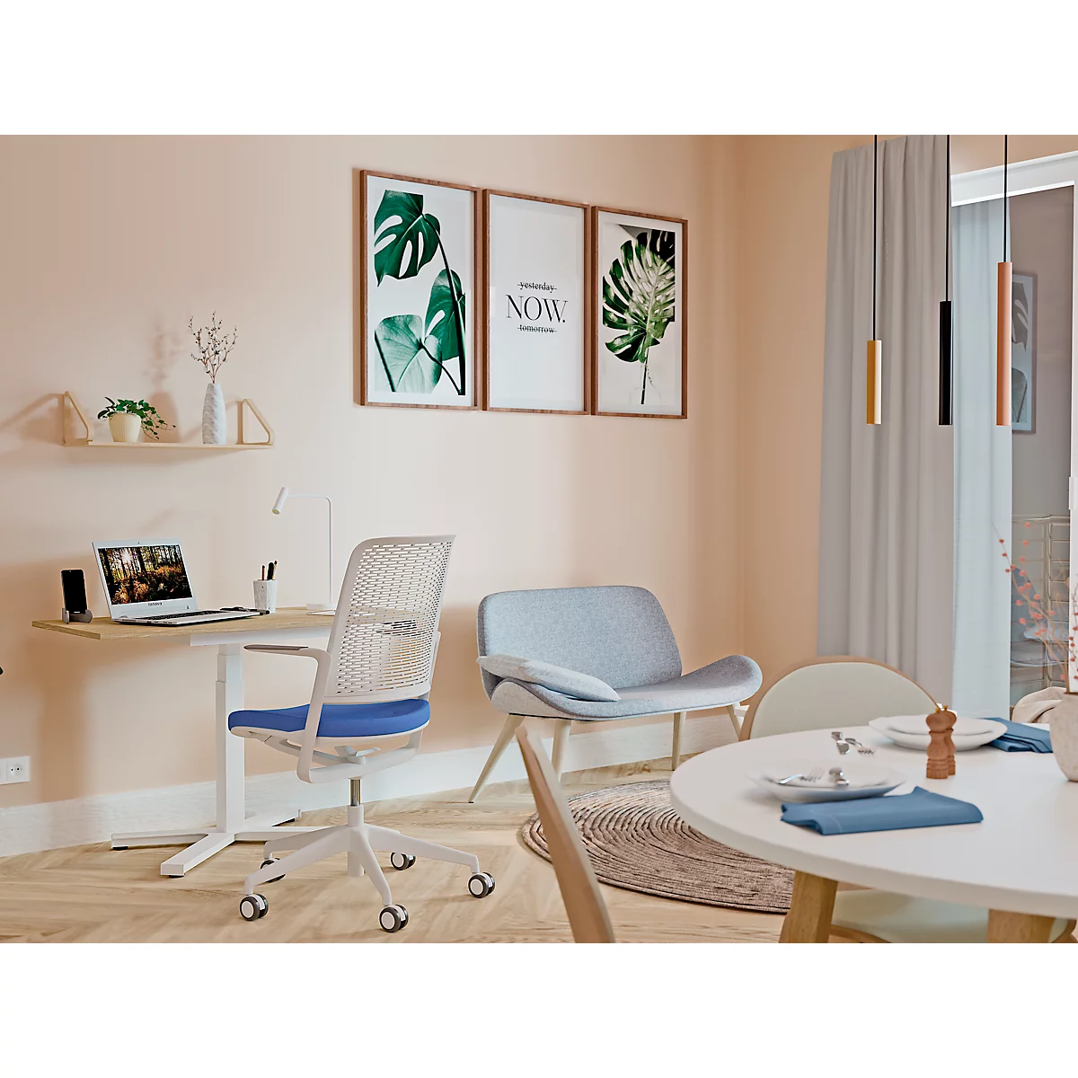 Home Office Tisch, Elektrisch Höhenverstellbar, Rechteck, Fußkreuz, B 1150 X T 550 X H 1100-640 Mm, Hickory-Eiche/weiß + Memory-Bedienpanel 4 Home Office Tisch, Elektrisch Höhenverstellbar, Rechteck, Fußkreuz, B 1150 X T 550 X H 1100-640 Mm, Hickory-Eiche/weiß + Memory-Bedienpanel – Bild 4