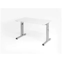 Home Office Tisch, Rechteck, C-Fuß, B 1200 X T 672 X H 650-850 Mm, Weiß/silber