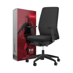 Interstuhl Bürostuhl AIMis1, Mit Armlehnen, Synchronmechanik, Flachsitz, Inkl. Sitzsensor S 4.0, Schwarz/schwarz