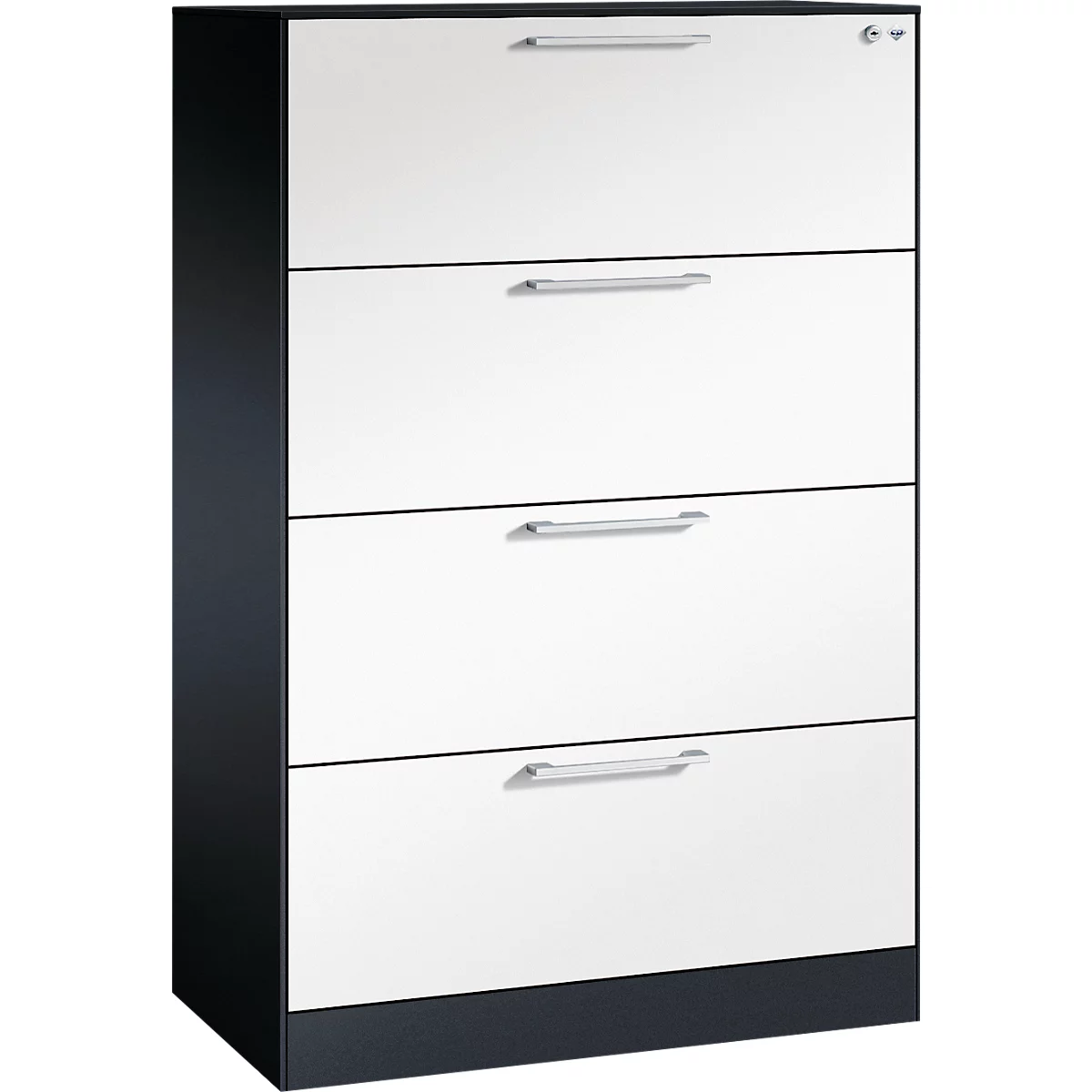 Karteikartenschrank, 2-bahnig Für A4 Quer, 4 Schübe Mit Vollauszug & Bügelgriffen, Zentralverschluss, B 800 X T 435 X H 1298 Mm, Schwarzgrau/weiß 2 Karteikartenschrank, 2-bahnig Für A4 Quer, 4 Schübe Mit Vollauszug & Bügelgriffen, Zentralverschluss, B 800 X T 435 X H 1298 Mm, Schwarzgrau/weiß – Bild 2