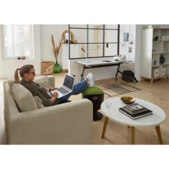 Klappbarer Schreibtisch, Mit 4 Feststellbaren Rollen, Rechteck, Rundrohr, B 1400 X T 600 X H 720 Mm, Weiß/schwarz -Berühmt Büromöbel Geschäft klappbarer schreibtisch mit 4 feststellbaren rollen rechteck rundrohr b 1400 x t 600 x h 720 mm weiss schwarz img SI 883210 D A5