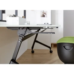 Klappbarer Schreibtisch, Mit 4 Feststellbaren Rollen, Rechteck, Rundrohr, B 1400 X T 600 X H 720 Mm, Weiß/schwarz -Berühmt Büromöbel Geschäft klappbarer schreibtisch mit 4 feststellbaren rollen rechteck rundrohr b 1400 x t 600 x h 720 mm weiss schwarz img SI 883210 E A5