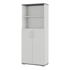 Kombischrank Profi 2.0, Aus Holz, 2 Flügeltüren, 5 OH, 2 Offene Fächer, B 800 X T 400 X H 2000 Mm, Lichtgrau/graphit