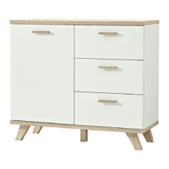 Kommode OSLO, 3 Schübe, B 960 X T 400 X H 850 Mm, Weiß/Sanremo-Eiche-Nb.