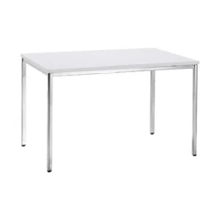 Konferenztisch, Bis 4 Personen, Rechteck, 4-Fuß Quadratrohr, B 1200 X T 800 X H 720 Mm, Weiß/chromsilber