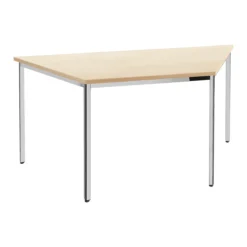 Konferenztisch, Bis 6 Personen, Trapez, 4-Fuß Quadratrohr, B 1600 X T 800 X H 720 Mm, Ahorn/chromsilber