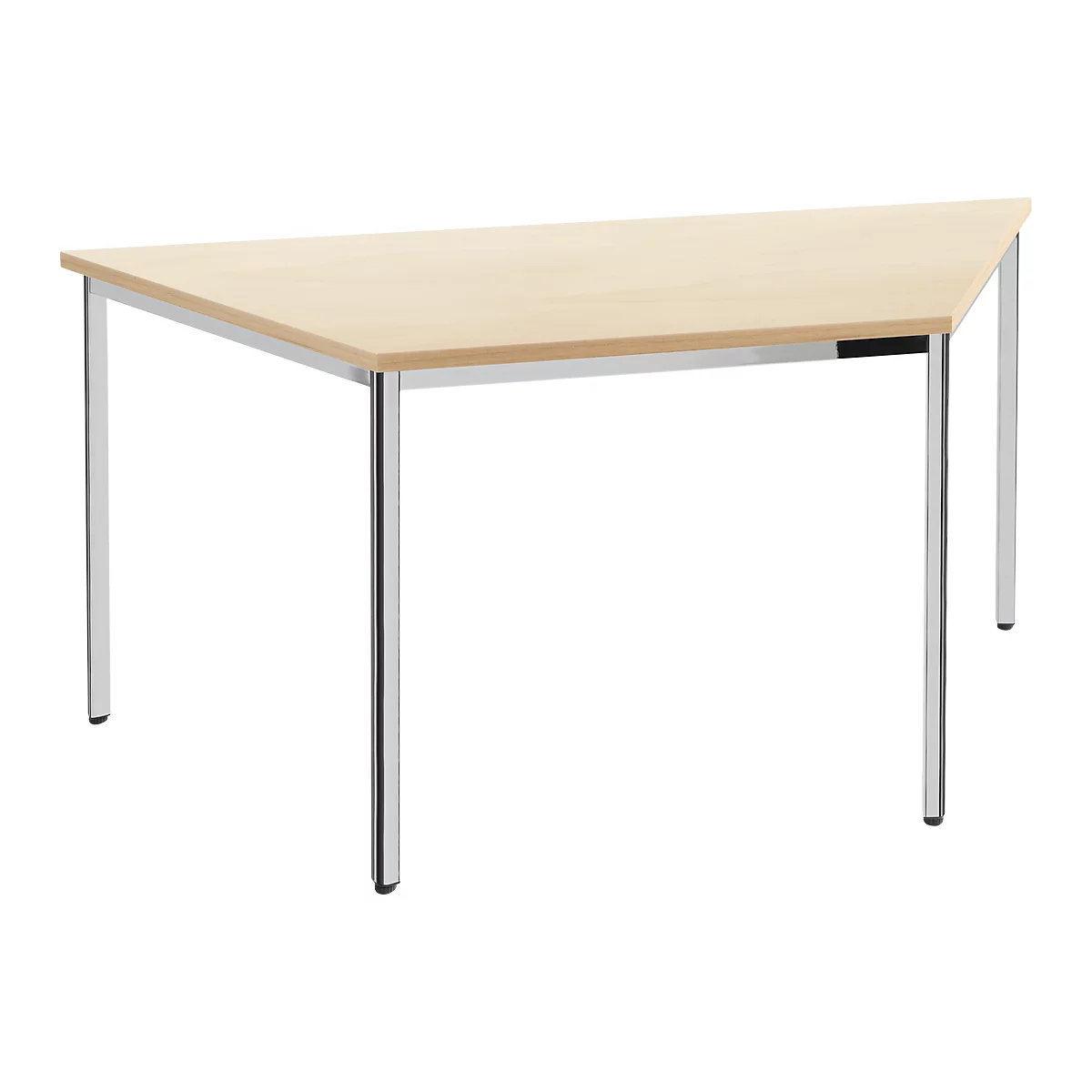 Konferenztisch, Bis 6 Personen, Trapez, 4-Fuß Quadratrohr, B 1600 X T 800 X H 720 Mm, Ahorn/chromsilber 1 Konferenztisch, Bis 6 Personen, Trapez, 4-Fuß Quadratrohr, B 1600 X T 800 X H 720 Mm, Ahorn/chromsilber