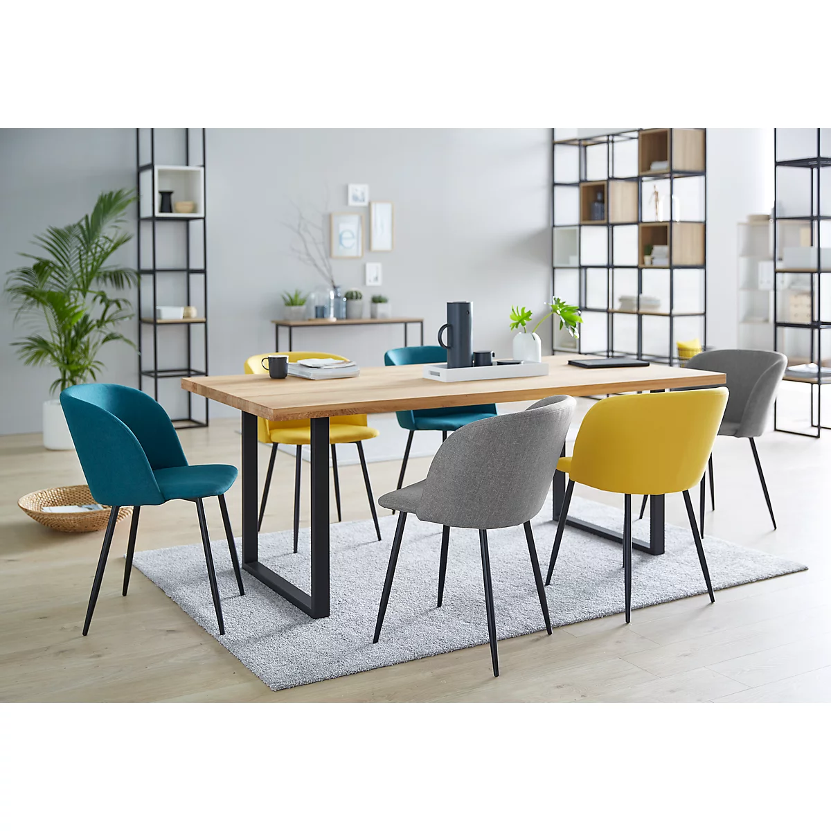 Konferenztisch FRED, Rechteck, Bügelfuß, B 1800 X H 750 Mm, Wildeiche Massiv/schwarz 2 Konferenztisch FRED, Rechteck, Bügelfuß, B 1800 X H 750 Mm, Wildeiche Massiv/schwarz – Bild 2