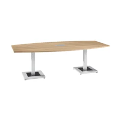 Konferenztisch, Mit Tischanschlussfeld, Bis 8 Personen, Boot, Standfuß, B 2400 X T 1200 X H 720-820 Mm, Eiche Masonic/silber