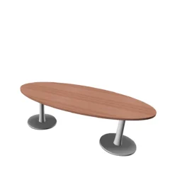 Konferenztisch X-Time Work, Bis 8 Personen, Oval, Tellerfuß, B 2400 X H 740 Mm, Nuss Canaletto/weiß