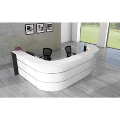 L-Theke Faro, 4-Elemente, 90° Winkel, Melaminharzbeschichtet, ABS-Kanten, B 3250 X T 2320 H 1120 Mm, Weiß/anthrazit