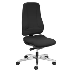 Prosedia Bürostuhl LEANOS V ERGO, Synchronmechanik, Ohne Armlehnen, Ergonomische Rückenlehne, Schwarz/alupoliert