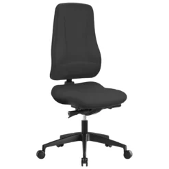 Prosedia Bürostuhl LEANOS V KOMFORT, Synchronmechanik, Ohne Armlehnen, Hohe Rückenlehne, Knierolle, Schwarz/schwarz