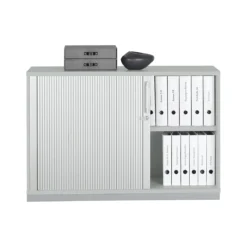 Querrollladenschrank Tetris Wood, 2 OH, Abschließbar, Mit Sockel, B 1200 X T 421 X H 800 Mm, Lichtgrau