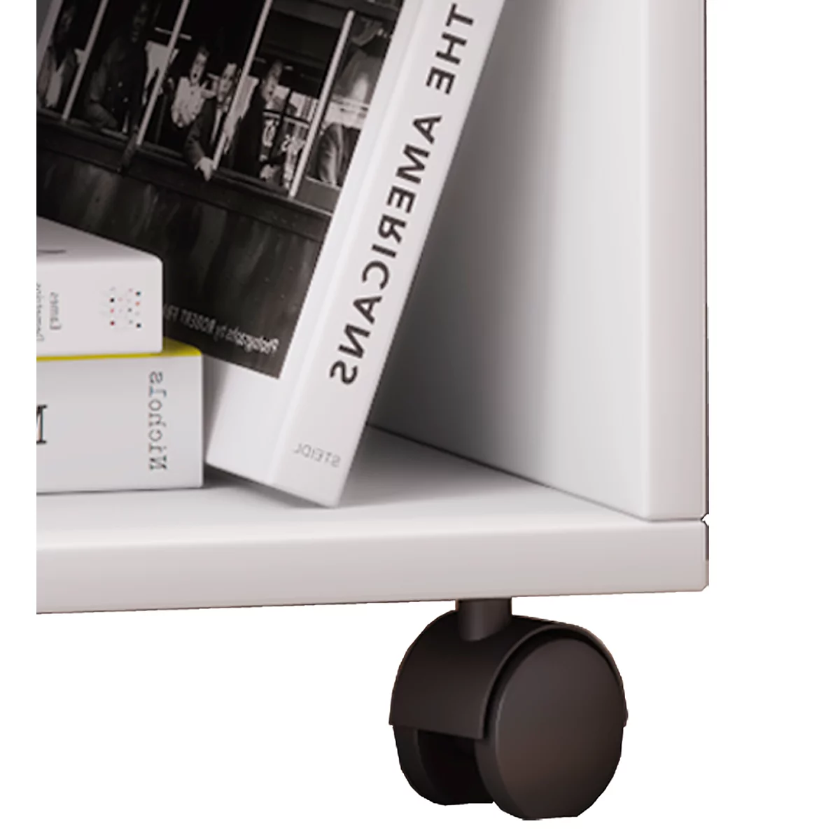 Rollcontainer, 1 Schubfach Mit Griffknopf & 2 Regalfächer, B 450 X T 380 X H 540 Mm, Spanplatte, Weiß 2 Rollcontainer, 1 Schubfach Mit Griffknopf & 2 Regalfächer, B 450 X T 380 X H 540 Mm, Spanplatte, Weiß – Bild 2