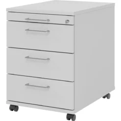 Rollcontainer 1233 Breno, 3 Schübe & 1 Utensilienauszug, Abschließbar, B 428 X T 580 X H 590 Mm, Lichtgrau